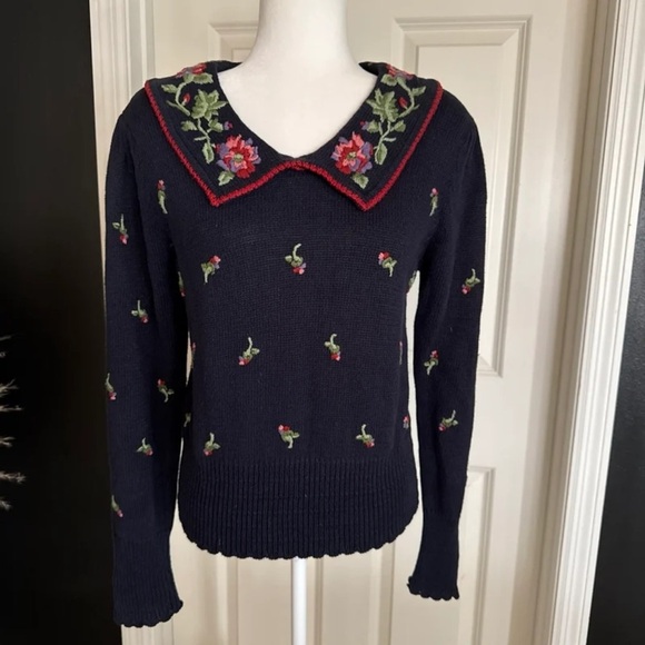 Vintage Herman Geist Hand Embroidered Sweater 
Size Medium - Picture 2 of 12